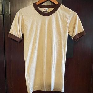 Vintage Cream and Brown Ringer T-Shirt